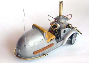 rear view of steam engine car