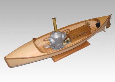 wooden steam engine boat top view