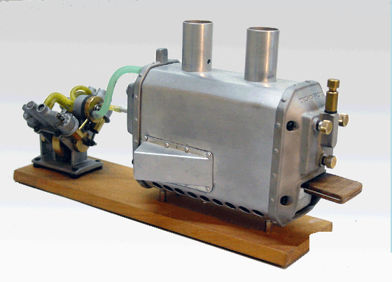 rear view of v4 steam engine system
