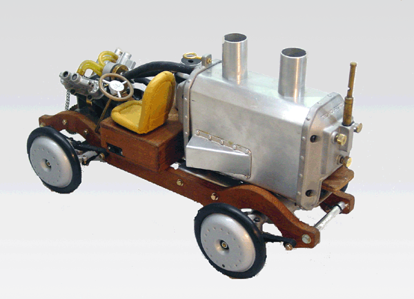 rear view of steam engine tractor